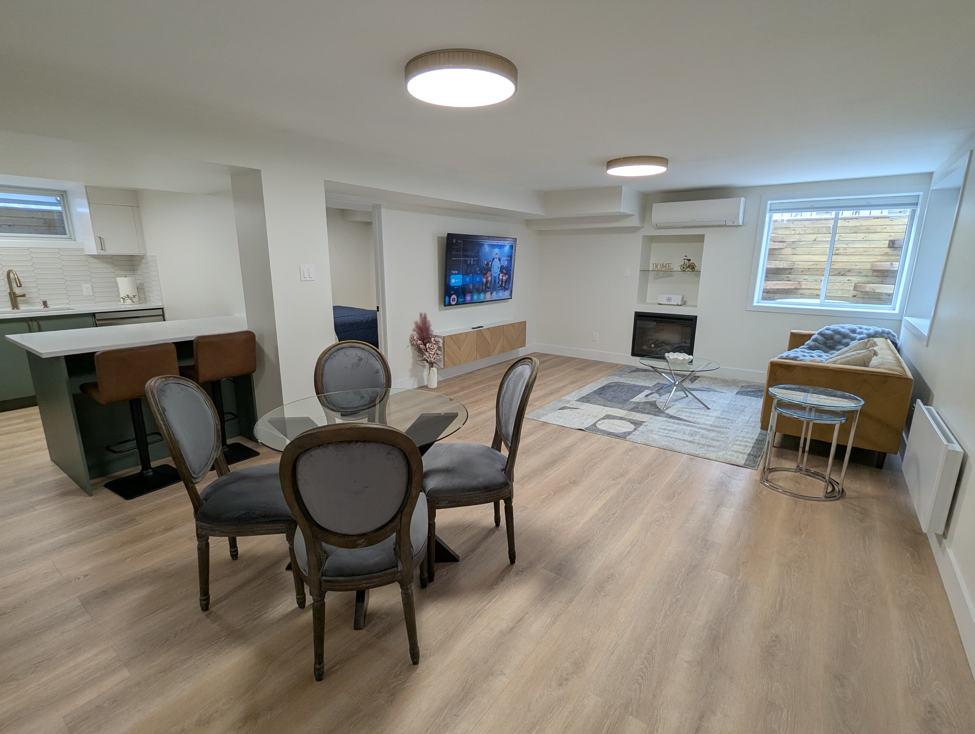 Open-plan living, dining and kitchen area